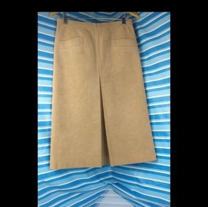 Faux-Suede Camel Skirt with 2pockets, A- Line Flared size Medium